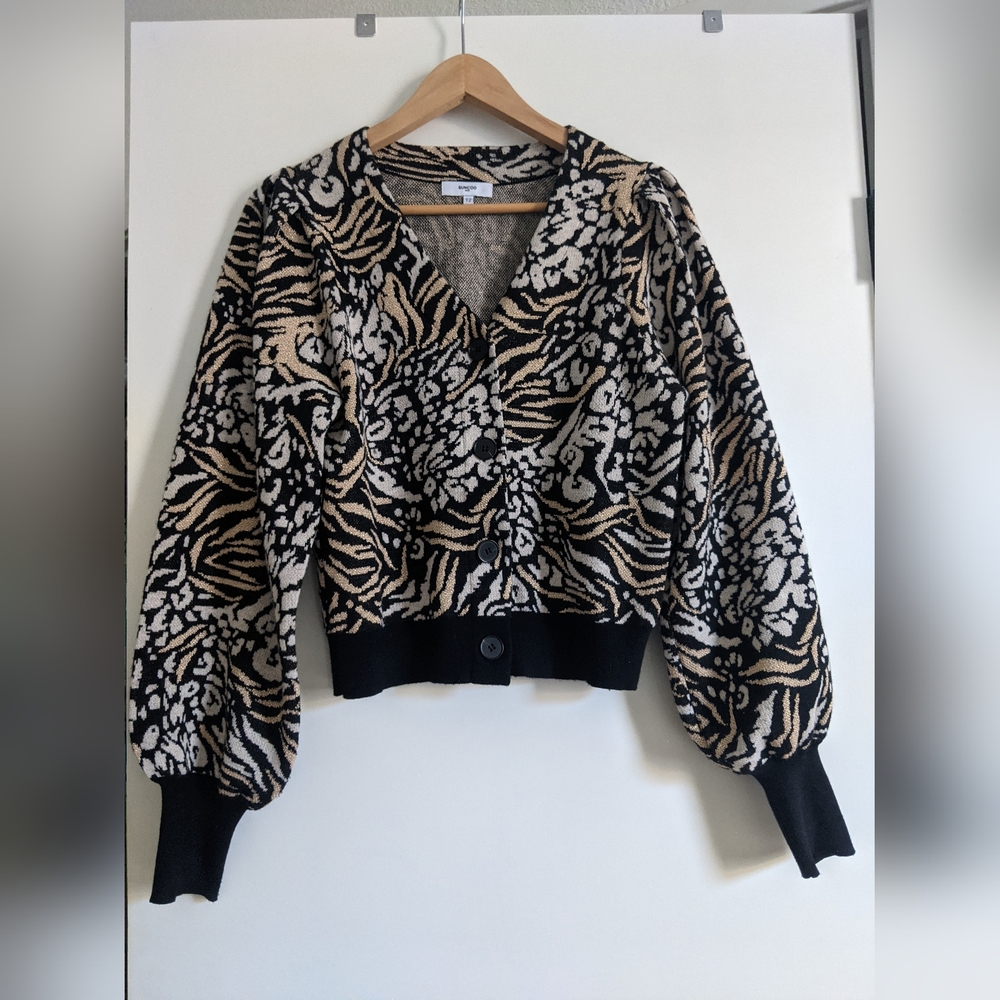 SUNCOO PARIS Animal Print Cardigan Sweater